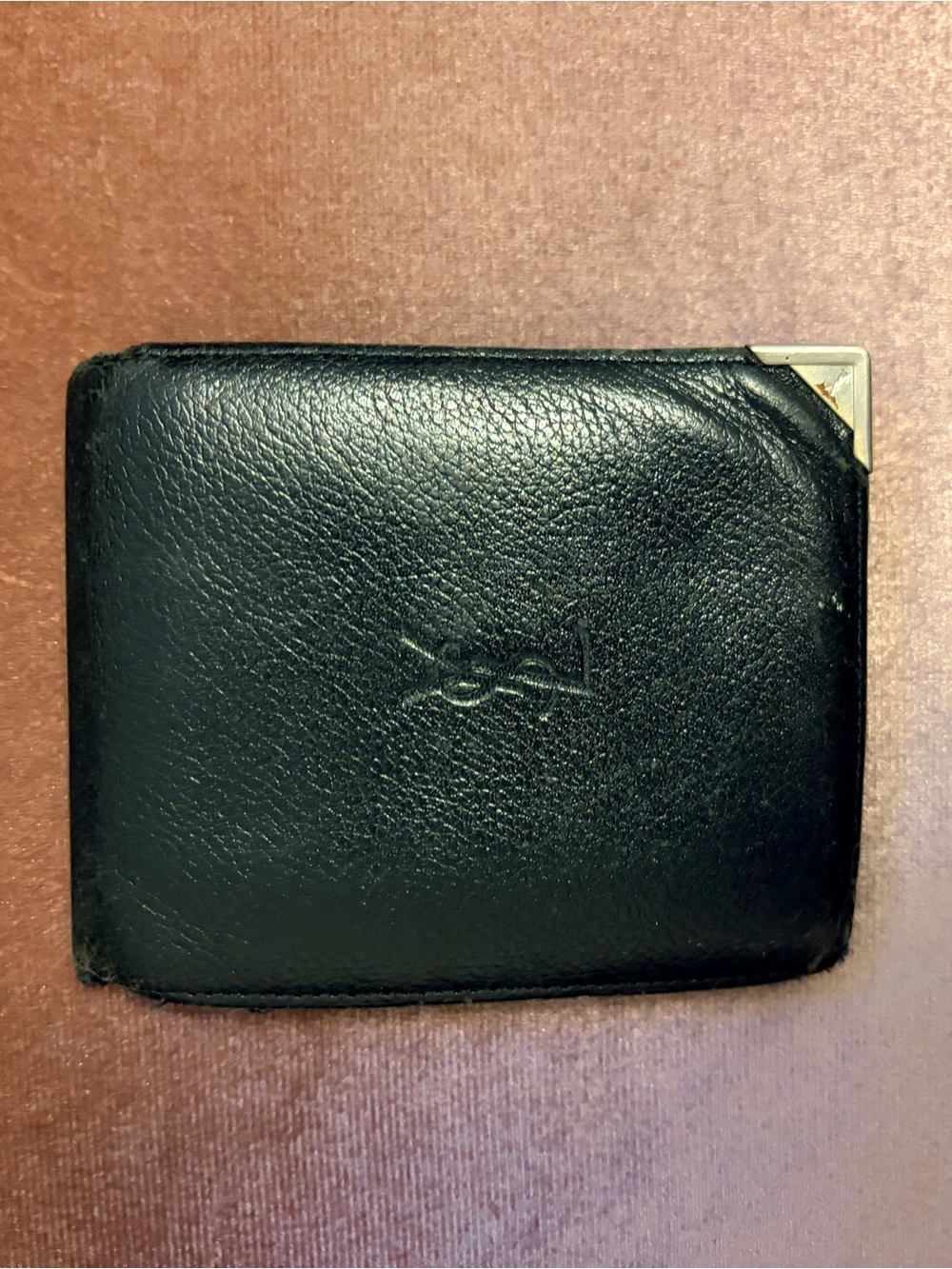 Vintage YSL Yves Saint Laurent Black Leather Men's Bifold Wallet - As Is / Poor